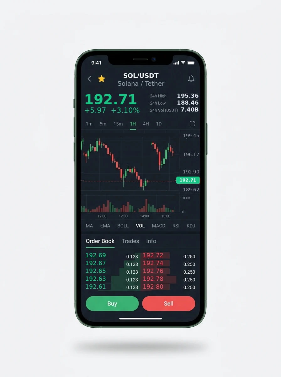 The same portfolio view on a phone screen